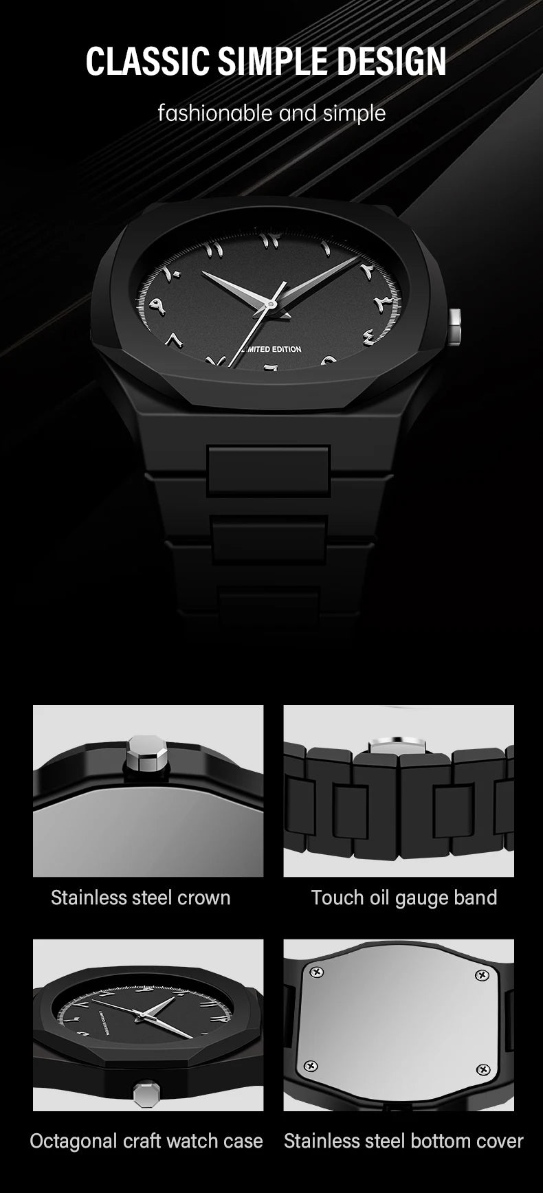 Modern Minimalist Sketching Creative Sports and Leisure Watch Creative Design Waterproof Watch